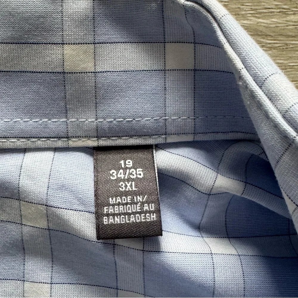 Van Heusen Signature Regular Fit Dress Shirt - 19 34/35 Blue check pattern - Picture 4 of 9